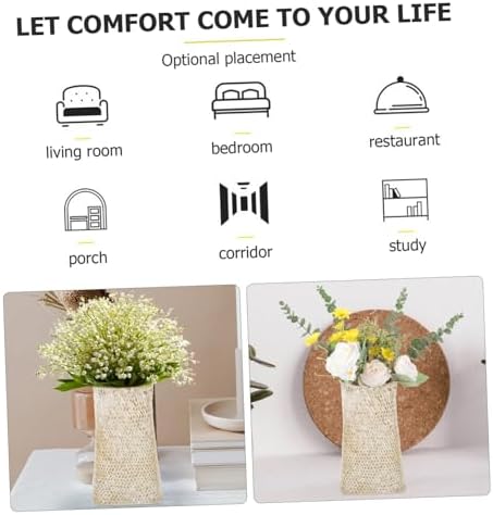 Woven Seagrass Flower Vase Handmade Retro Decor