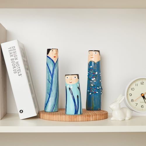 Face Family Vase Set of 3 Resin Dried Flower Decor