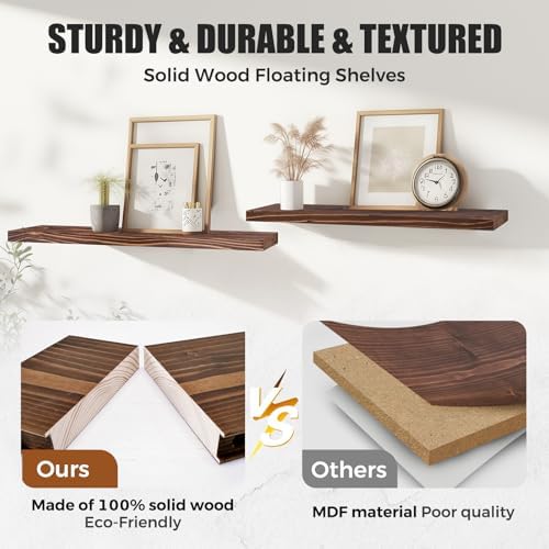 Floating Wall Shelves 2-Pack - Rustic Brown Storage Shelves