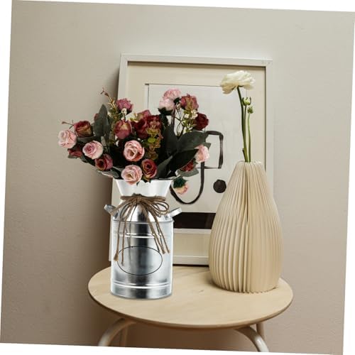 Vintage Rustic Metal Vase with Rope Design
