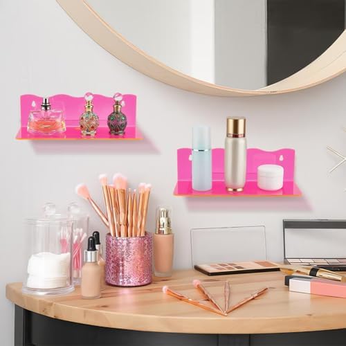 Pink Floating Shelves 4 Sets Wall Mounted Display