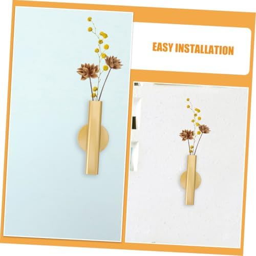 VOSAREA 2pcs Nordic Style Wall Mounted Metal Tube Vase Adhesive Holder