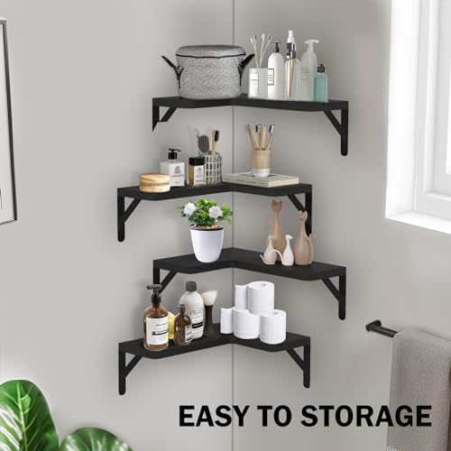 Muzilife Corner Floating Shelves Set of 4 Black