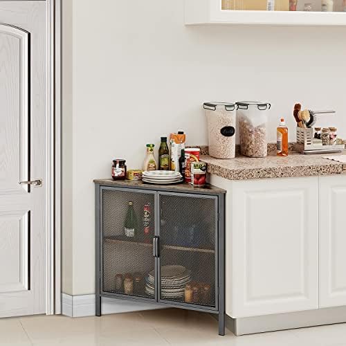 VECELO 3-Tier Corner Cabinet with Protection Door