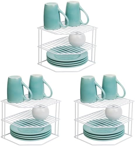 Smart Design 3-Tier Kitchen Corner Shelf Rack - White