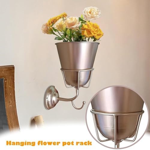 Vintage Wall Mounted Brass Vase with Hook