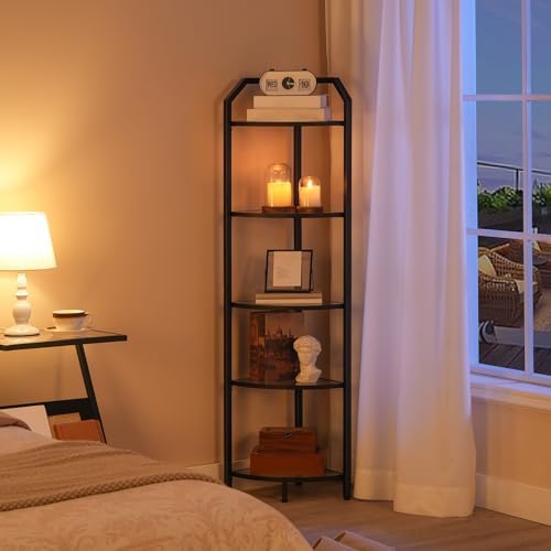 HOOBRO 5-Tier Corner Shelf Stand Black BK15CJ01