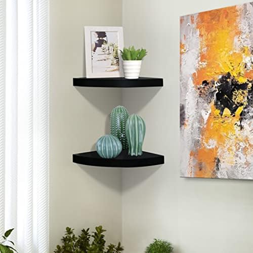 AHDECOR Black Corner Shelves Set of 2
