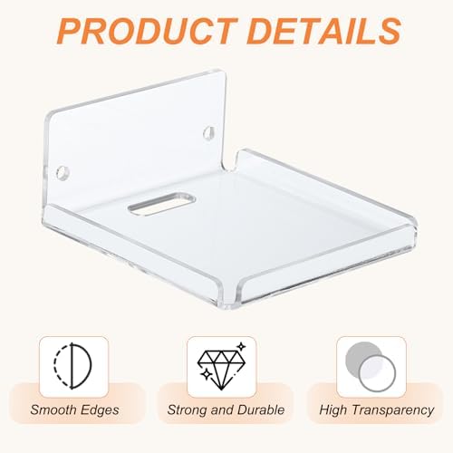 PATIKIL 4 Inch Clear Acrylic Floating Shelves 2 Pcs