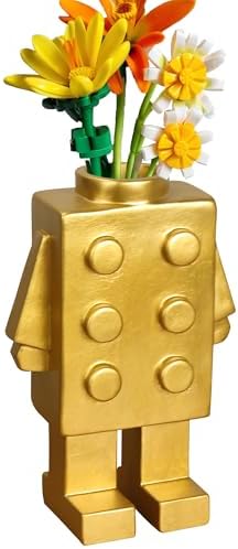 Cute Building Block Vase for Flower Decor in Golden