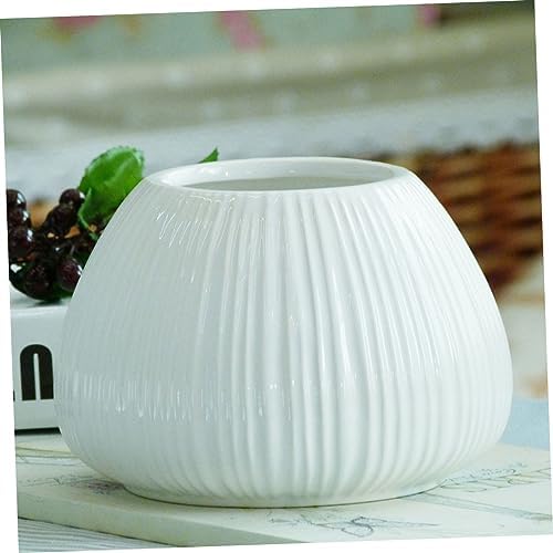 Vertical Striped Ceramic Flower Vase for Tabletop Decor