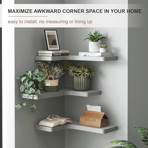 Fuqing Corner Floating Shelves Set of 3 Dark Grey