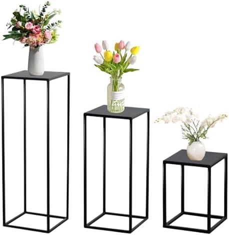 3 Pcs Black Metal Vase for Wedding Centerpieces