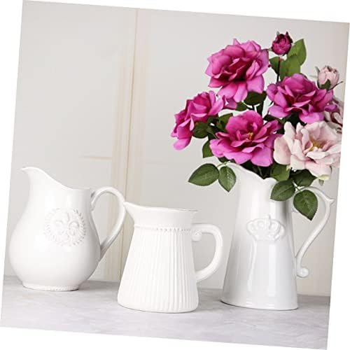 White Ceramic Flower Vase with Embossed Design