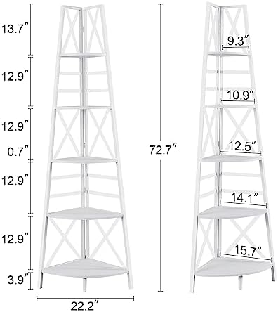 HOMBAZAAR 5 Tier Corner Shelf with Metal Frame