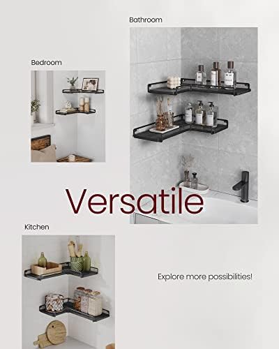 VASAGLE Corner Shelf Wall Mount Set of 2 Black