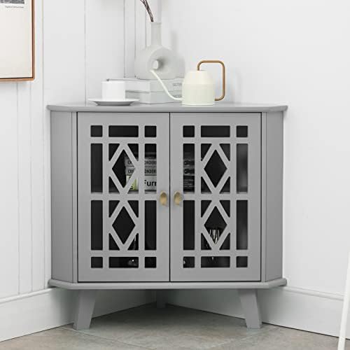 Scurrty 32 Inch Corner Shelf Stand - Grey