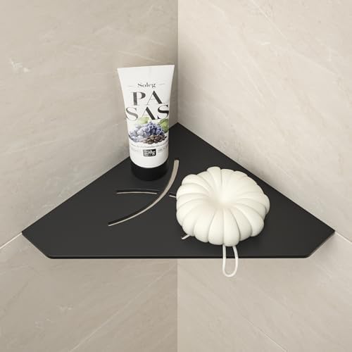 Corner Shower Shelf Matte Black 304 Stainless Steel No Drilling