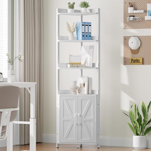 HOOBRO Corner Shelf with 5-Tier Storage White WW78CJ01