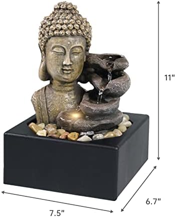 Ferrisland 4-Tier Tabletop Waterfall Fountain with LED Light