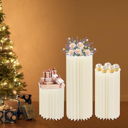 3pcs Foldable White Cardboard Flower Stand Wedding Centerpiece Display