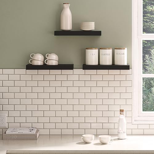 Ballucci Floating Shelves Set of 3 Black 16 Inch