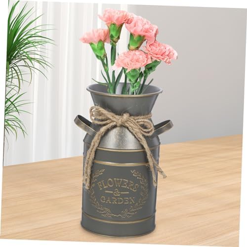 Rustic Galvanized Flower Bucket Planter for Home Office Decor