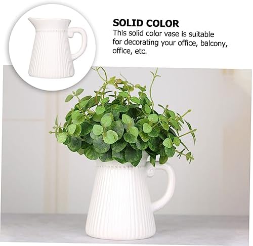 White Ceramic Flower Vase with Embossed Design