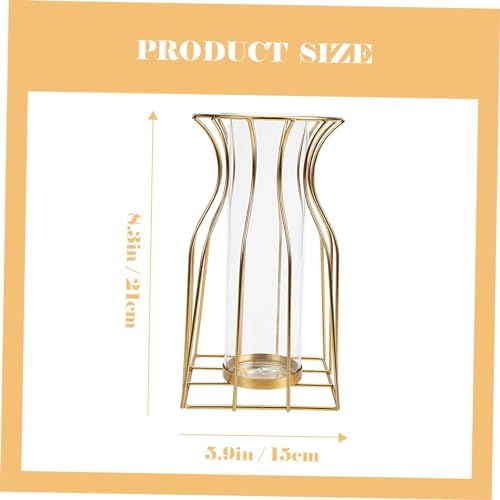 VOSAREA Geometric Iron Art Glass Vase