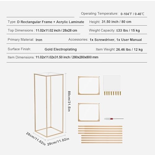 Gold Metal Column Wedding Flower Stand 10pcs 80cm
