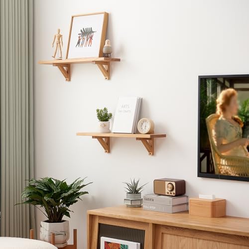 Natural Oak Floating Shelf 32 Inches Wall Mount
