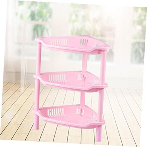 Ciieeo Pink 3-Tier Corner Shelf Storage Basket Rack