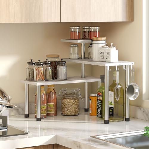 GHWIE 3 Tier Corner Shelf Organizer White
