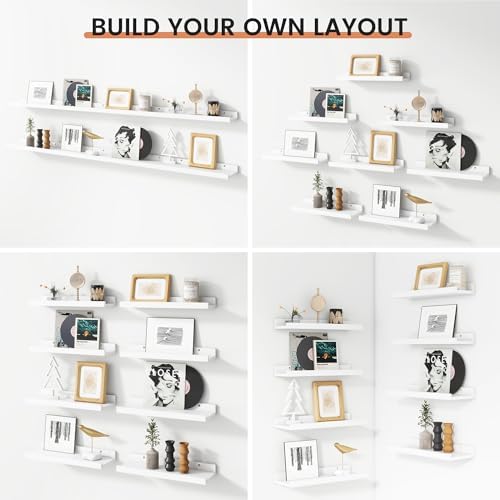 FLYJOE Picture Ledge Shelf Set of 8 Matte White