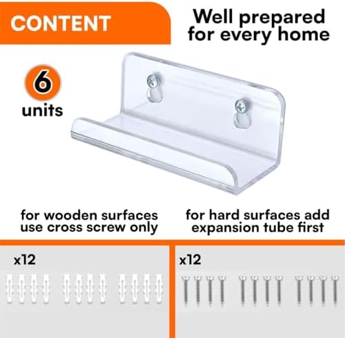 Modern Clear Acrylic Floating Shelves for Wall