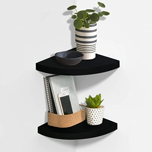 AHDECOR Black Corner Shelves Set of 2