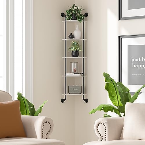 Tinpin 5-Tier Corner Wall Shelf White
