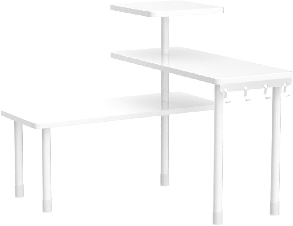 Ollieroo Bamboo 3-Tier Corner Shelf with Hooks