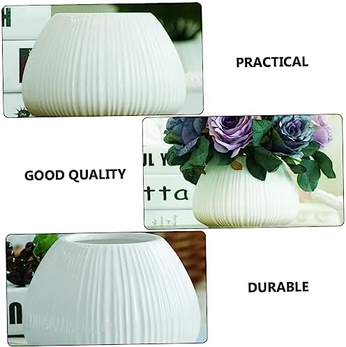 Vertical Striped Ceramic Flower Vase for Tabletop Decor