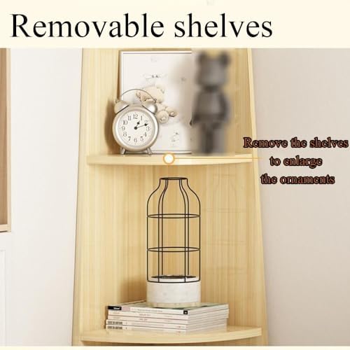 5 Tier Modern Corner Bookshelf with Plant Stand Pink