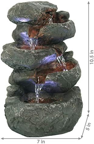 Sunnydaze Stacked Rocks 105 Inch Water Fountain with LED Lights