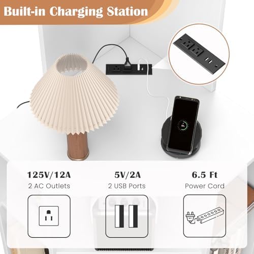 Giantex 6-Tier Corner Bookshelf with Charging Station