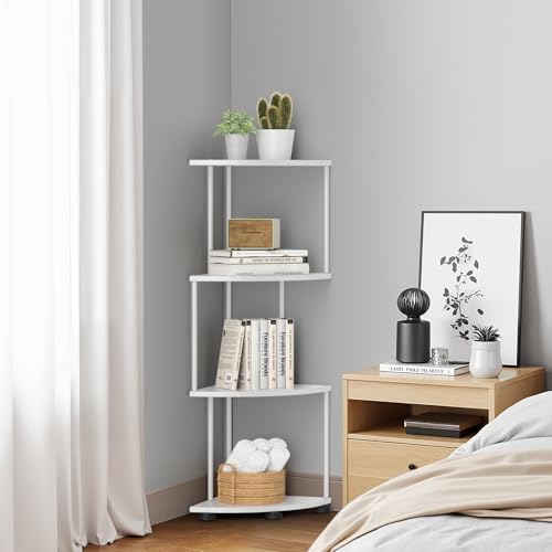 Haomsj 4 Tier Metal Corner Shelf Stand 41 Inch White