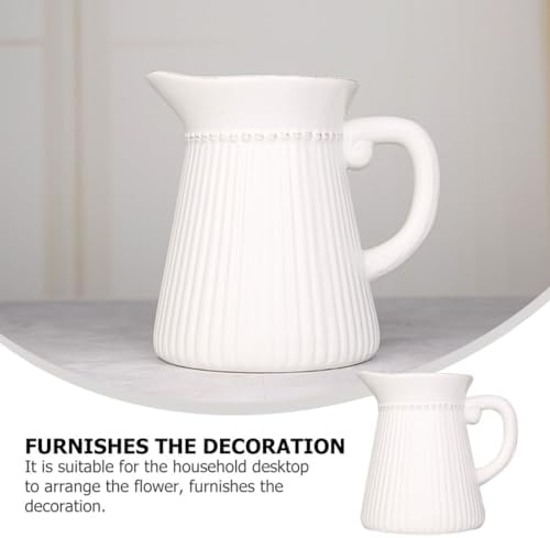 Farmhouse Ceramic Flower Vase with Embossed Design