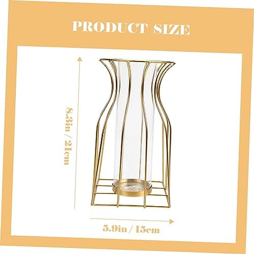 Cabilock Geometric Iron Art Flower Vase Glass Decor