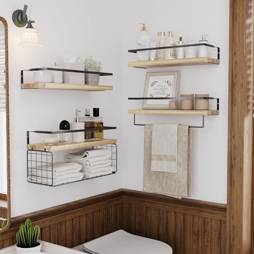 LUDORU Floating Shelves Wall Mounted Set of 4