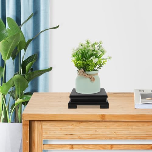 Yarnow Wooden Vase Stand Display Base 13x13cm Black