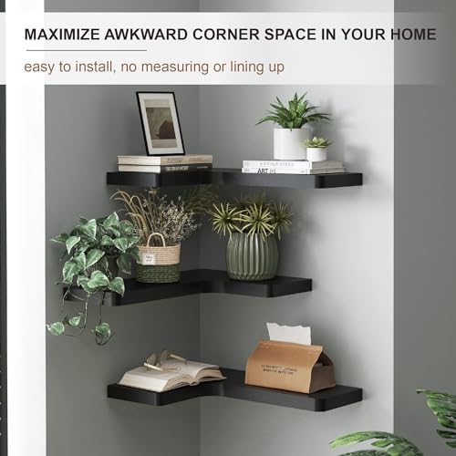 Fuqing Corner Floating Shelves Set of 3 Solid Wood