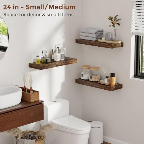 36 Inch Floating Shelves Set of 2 Rustic Brown Wall Mounted