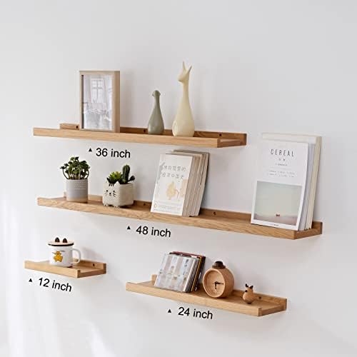 24 Inch Floating Shelf Natural Solid Oak Wood